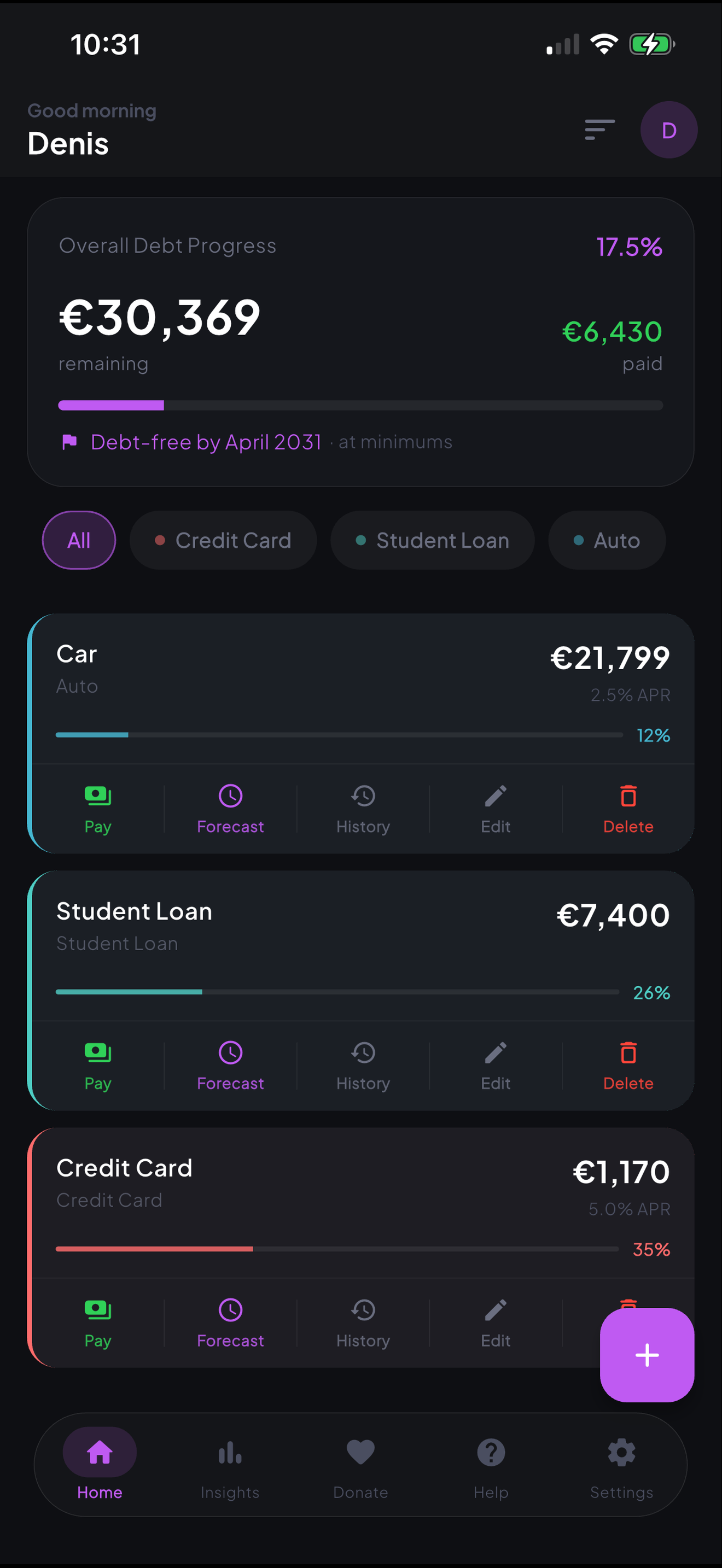 Lift Debt app screenshot 1